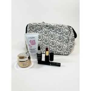 Lancome 6 Pieces Travel SZ Genifique Absolue Cream Rose Cleanser Lipstick NEW